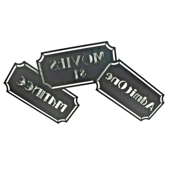 Lazart Admit One Movies 22 inch Metal Decorative Hanging Media Room Wall Art - Picture 2 of 2